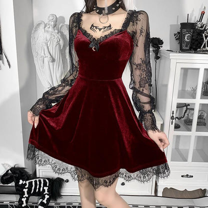 Gothic Lace Ruffle Dress