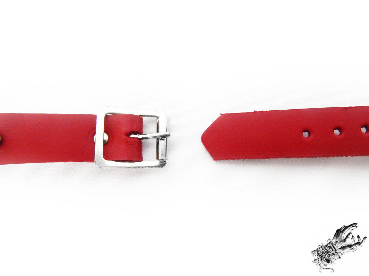 Red Leather O Ring Wristband