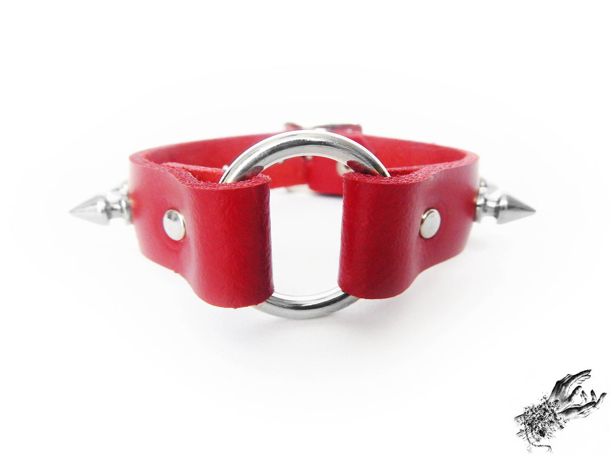 Red Studded O Ring Wristband