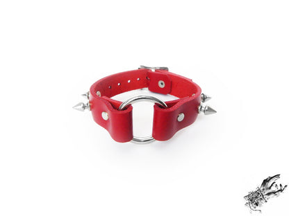 Red Studded O Ring Wristband