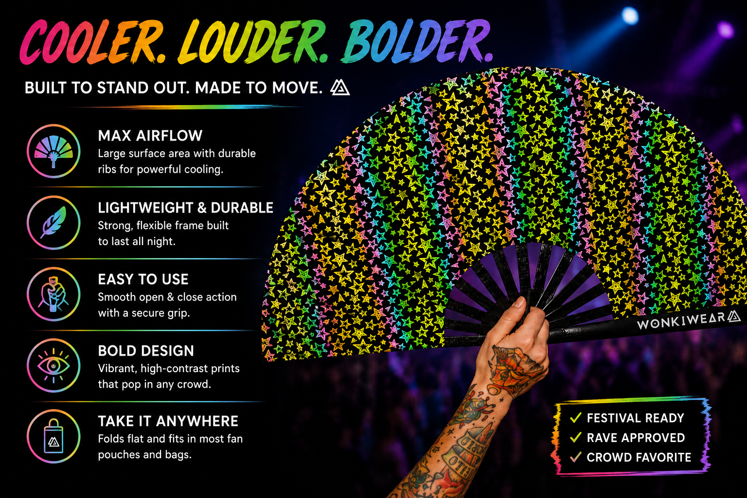 Stars XL Reflective Festival Fan