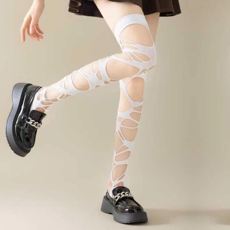 Gothic Punk Ripped Fishnet