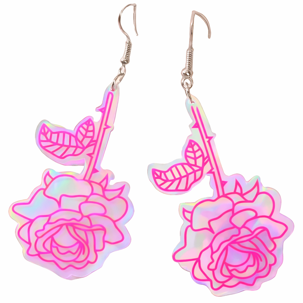 Iridescent Rose Drop Earrings