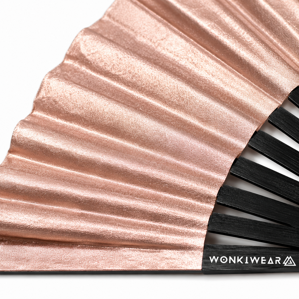Rose Gold Shimmer Metallic XL Festival Fan
