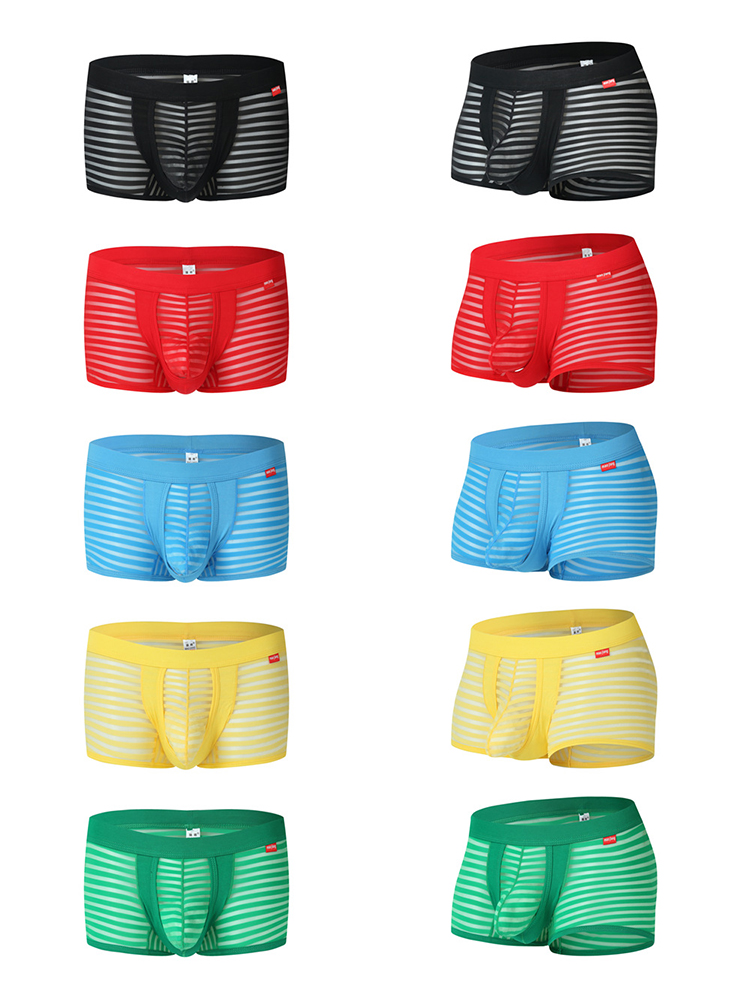 Men’s Sexy Striped Hollow Jockstrap With Separate Pouch