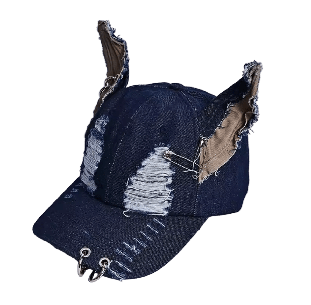 Shredded Cap With Piercings Deep Blue - The Pup Play Hub