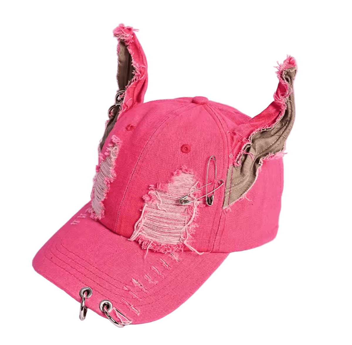 Shredded Cap With Piercings Pink - The Pup Play Hub