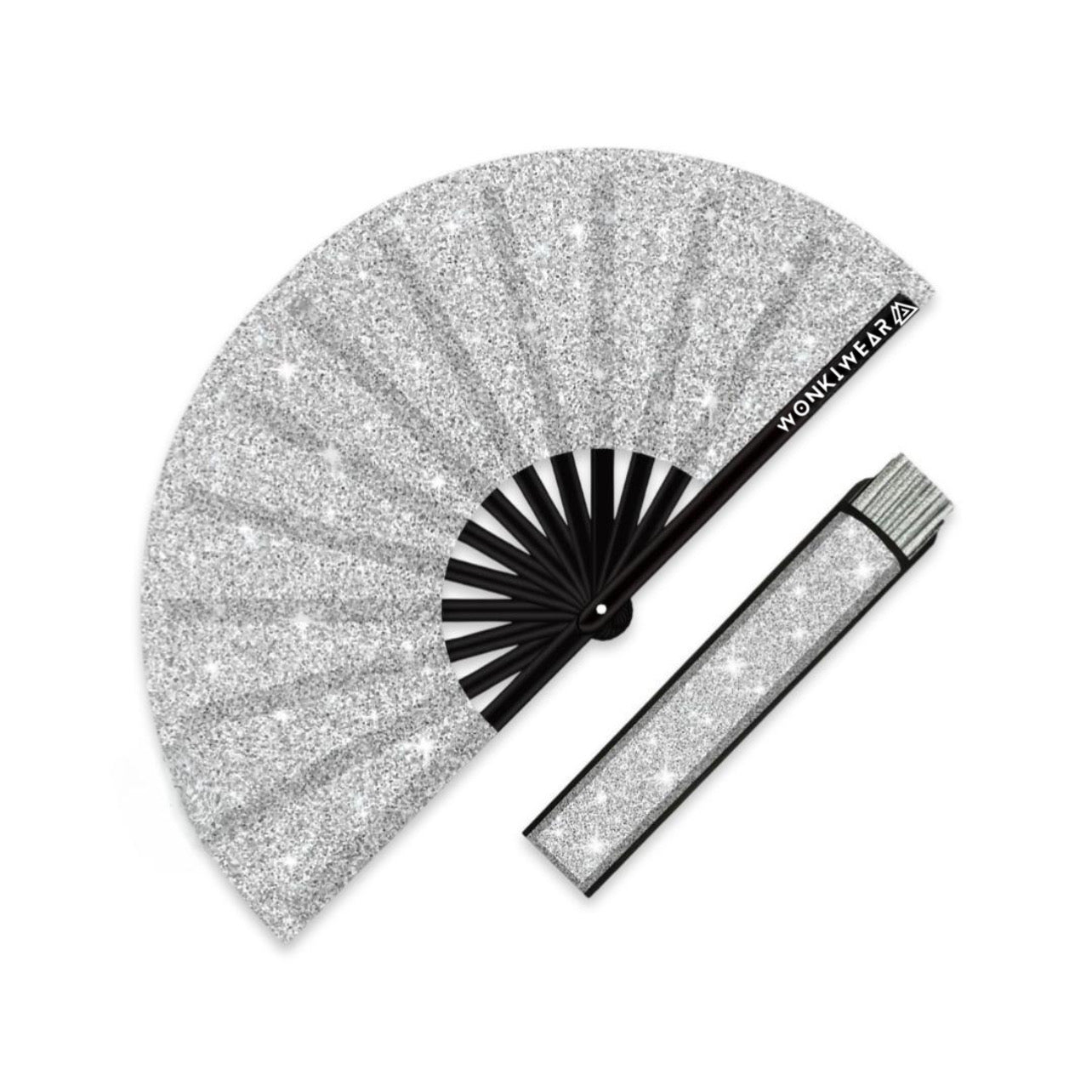Silver Glitter Fan + Leg Holster Bundle