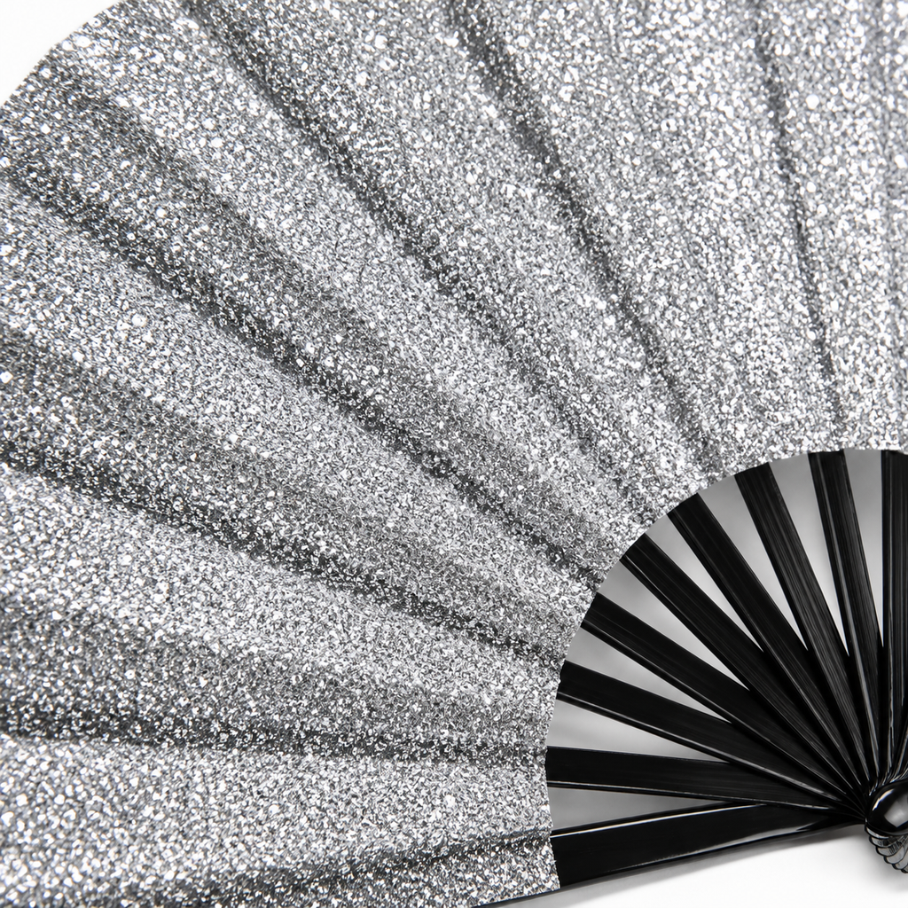 Silver Glitter Fan + Leg Holster Bundle