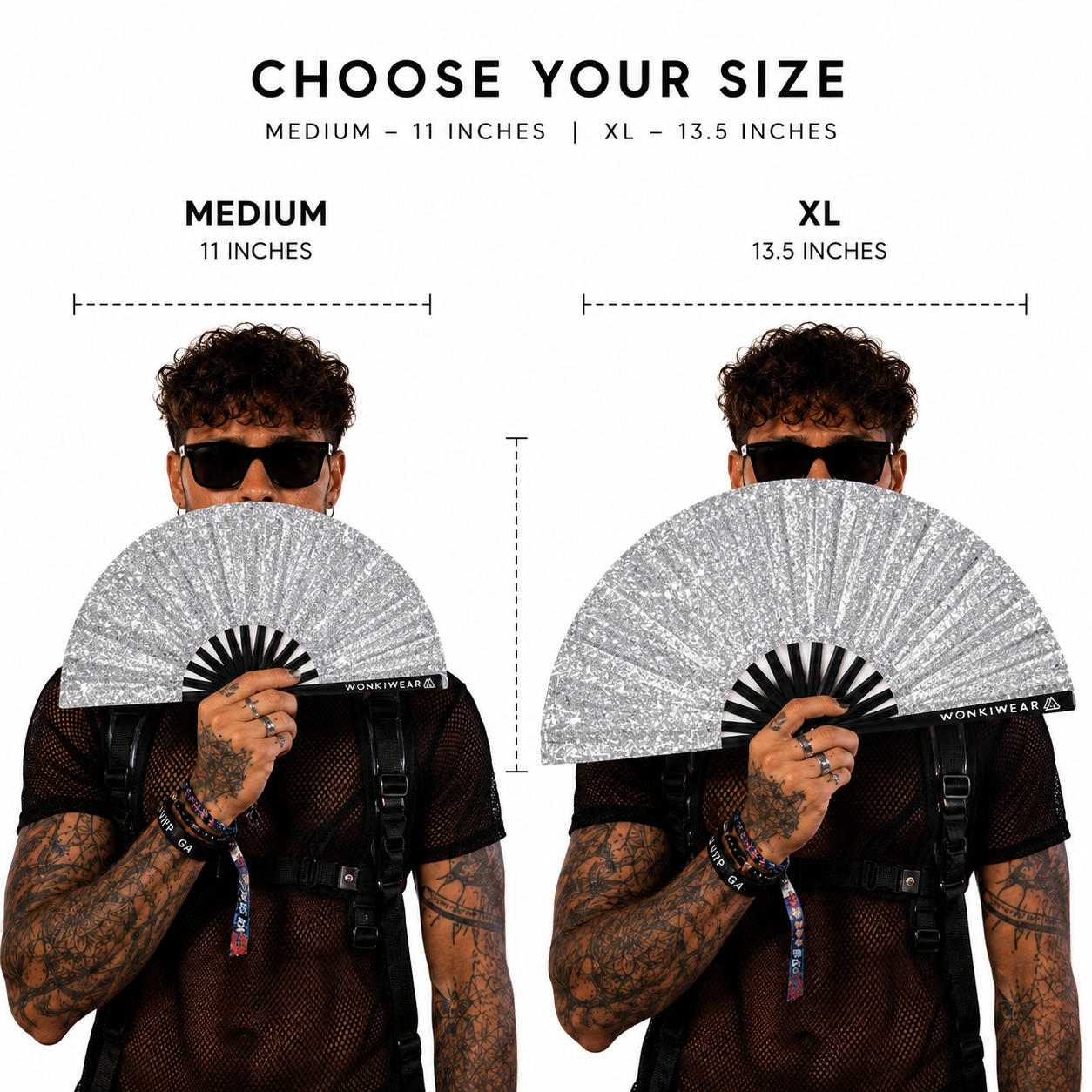 Silver Glitter Fan + Leg Holster Bundle