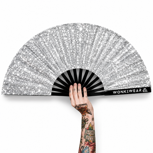 Silver Glitter Fan + Leg Holster Bundle