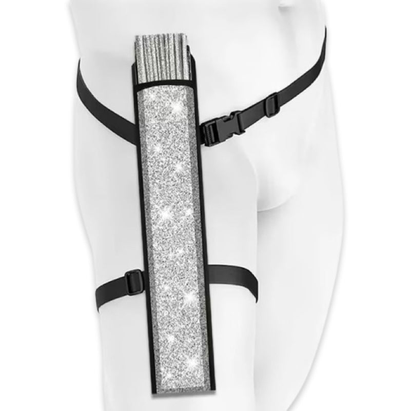 Silver Glitter Fan + Leg Holster Bundle