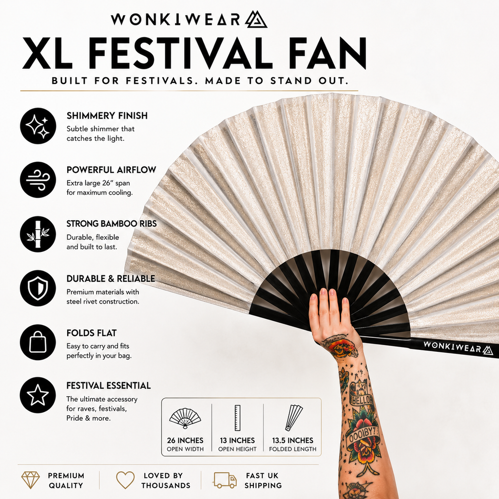 Silver Shimmer Metallic XL Festival Fan