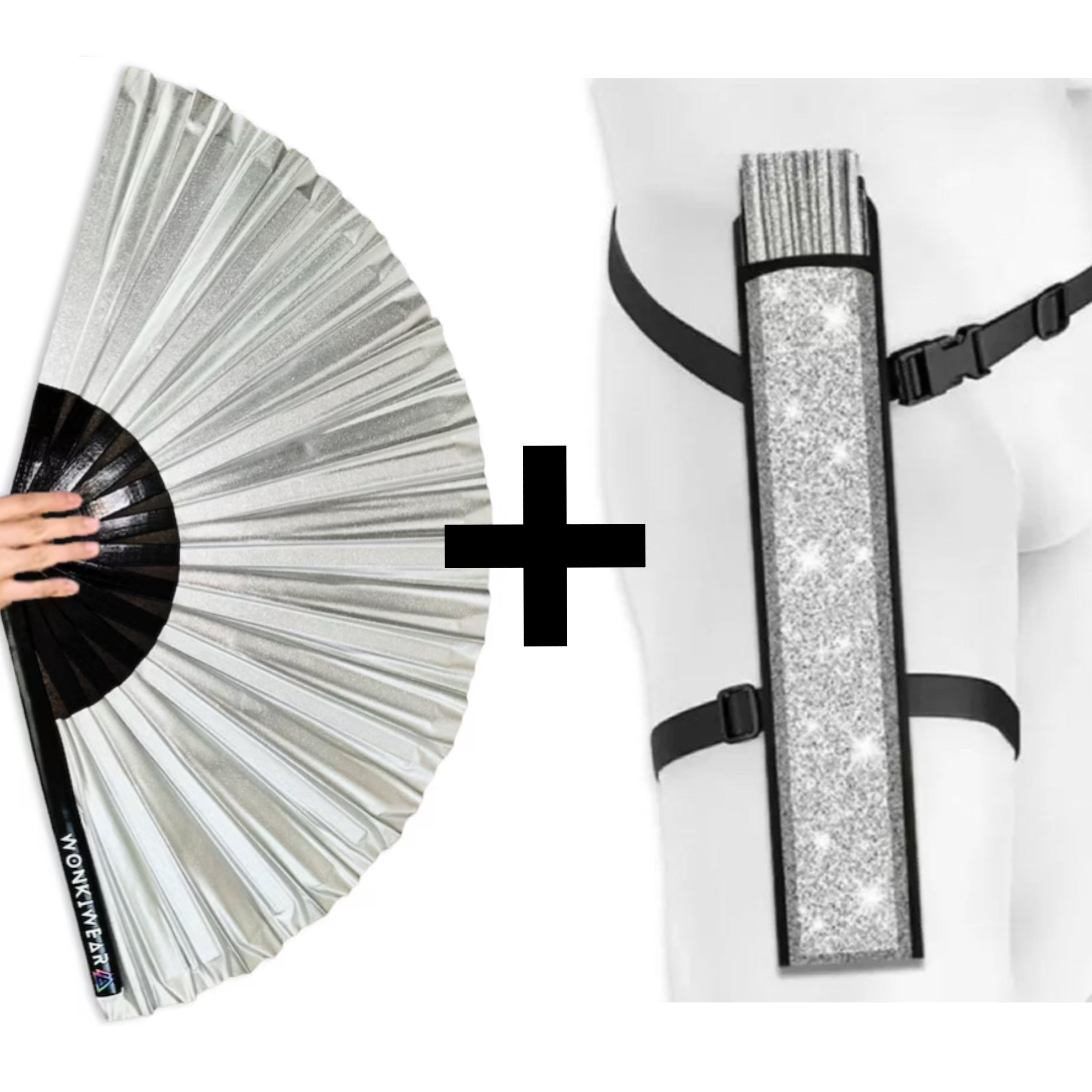 Silver Shimmer Metallic XL Festival Fan