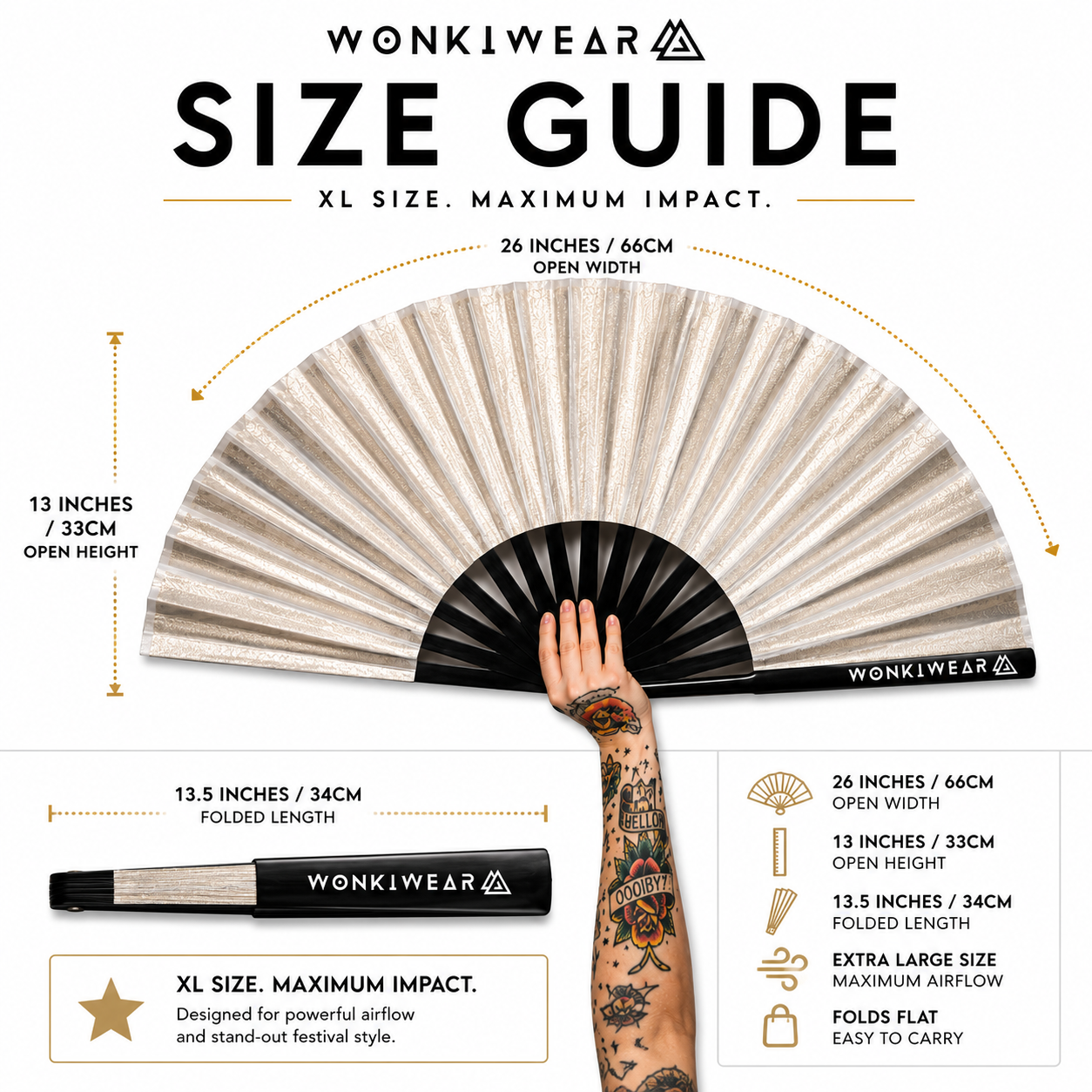 Silver Shimmer Metallic XL Festival Fan