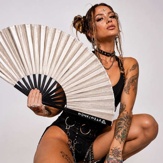 Silver Shimmer Metallic XL Festival Fan
