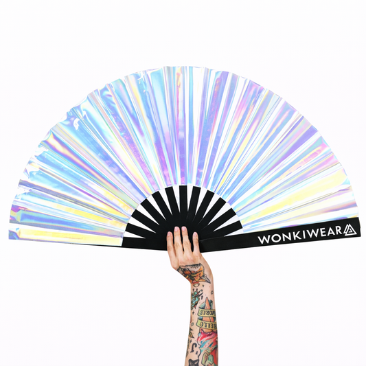 Silver Stardust Iridescent XL Festival Fan