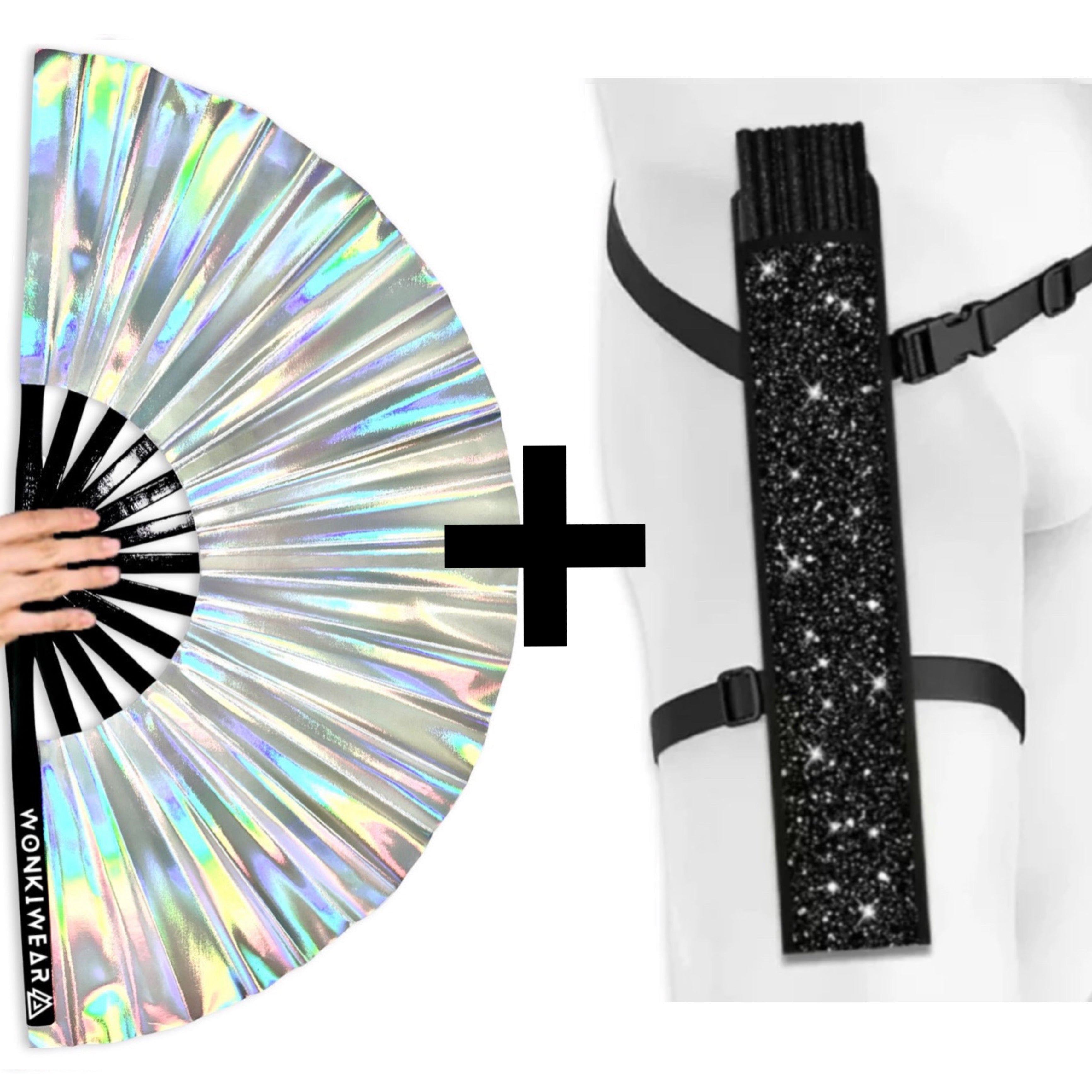 Silver Stardust Iridescent XL Festival Fan