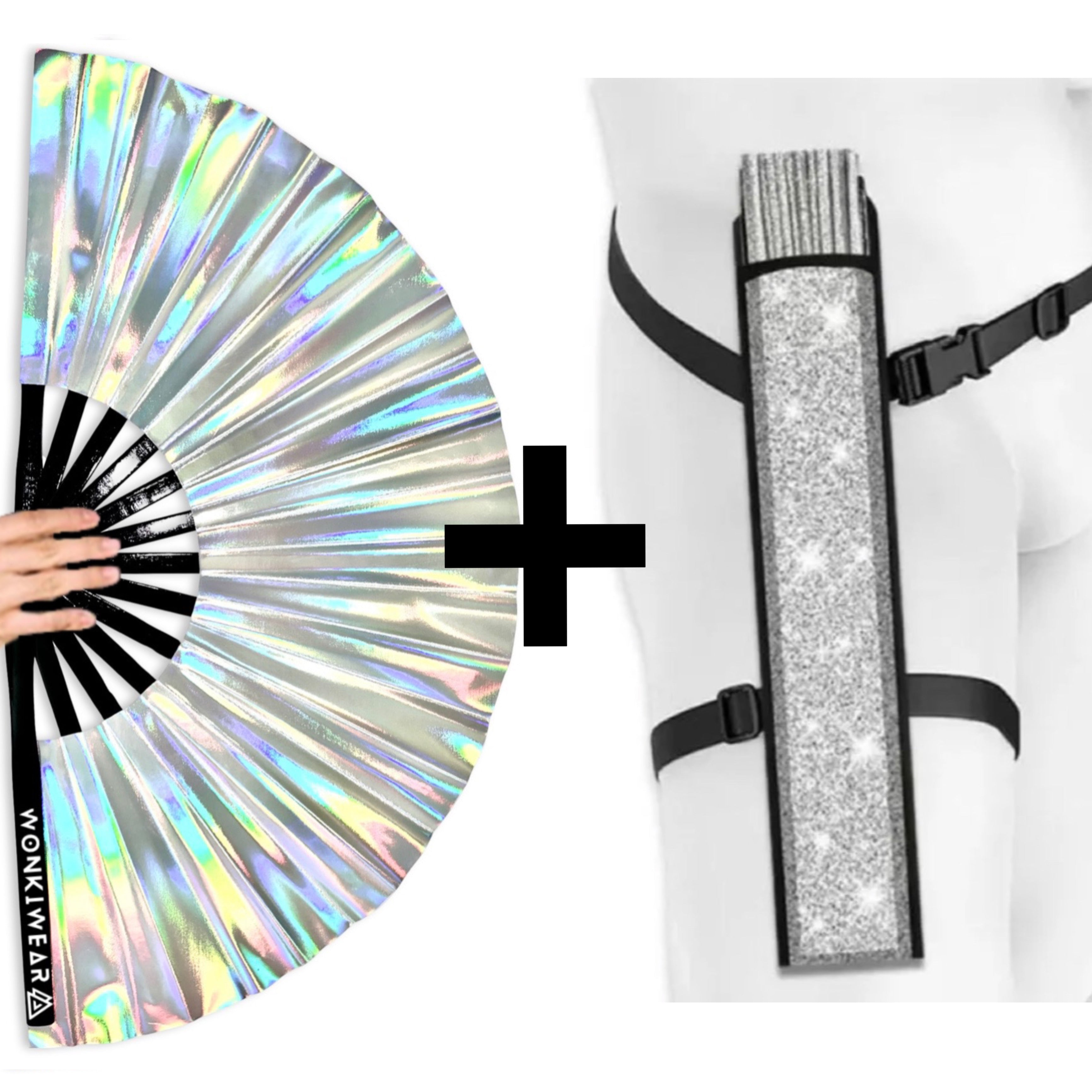 Silver Stardust Iridescent XL Festival Fan
