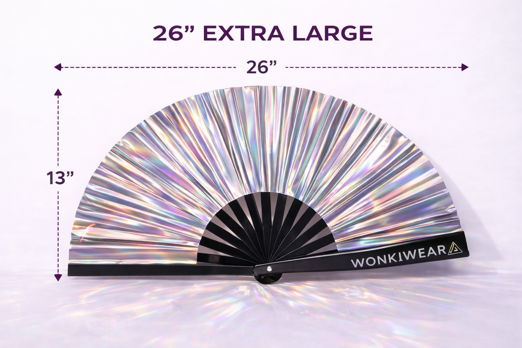 Silver Stardust Iridescent XL Festival Fan