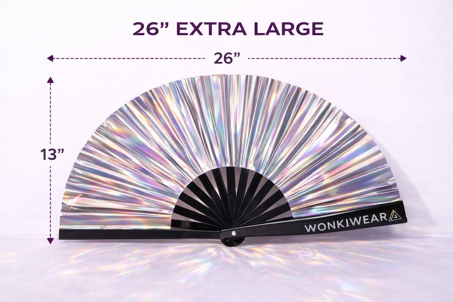 Silver Stardust Iridescent XL Festival Fan