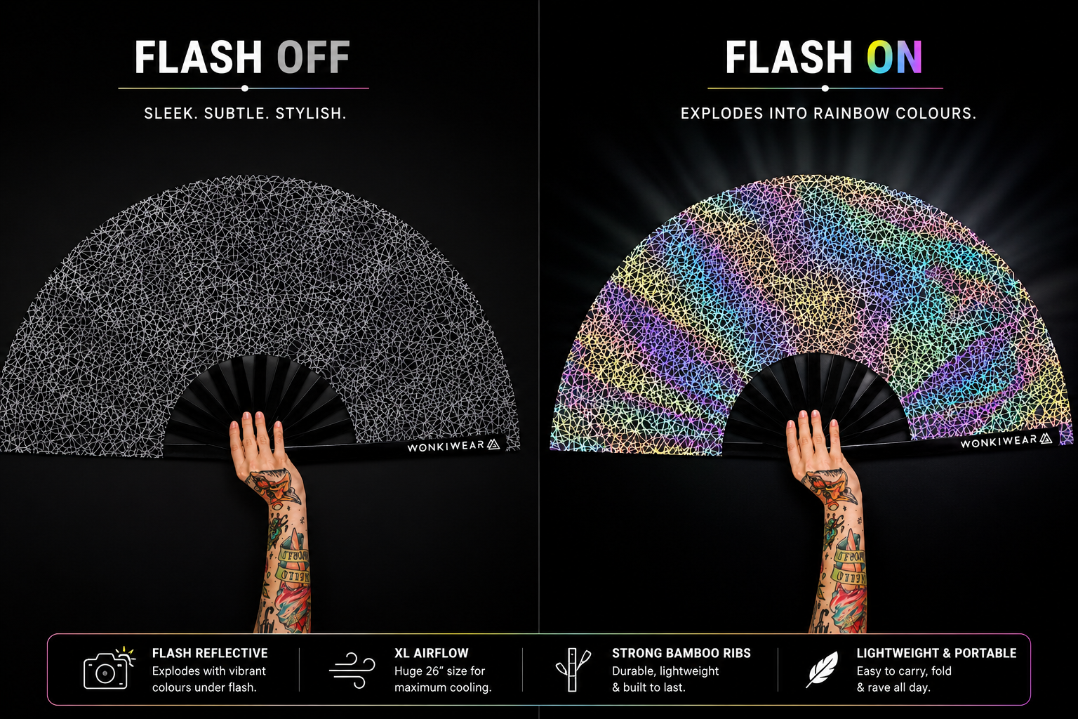 Silver Web XL Reflective Festival Fan