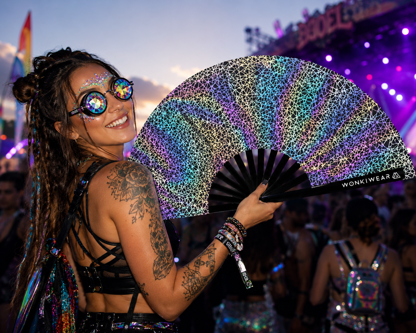 Silver Web XL Reflective Festival Fan