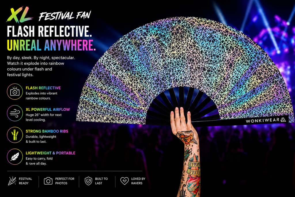 Silver Web XL Reflective Festival Fan