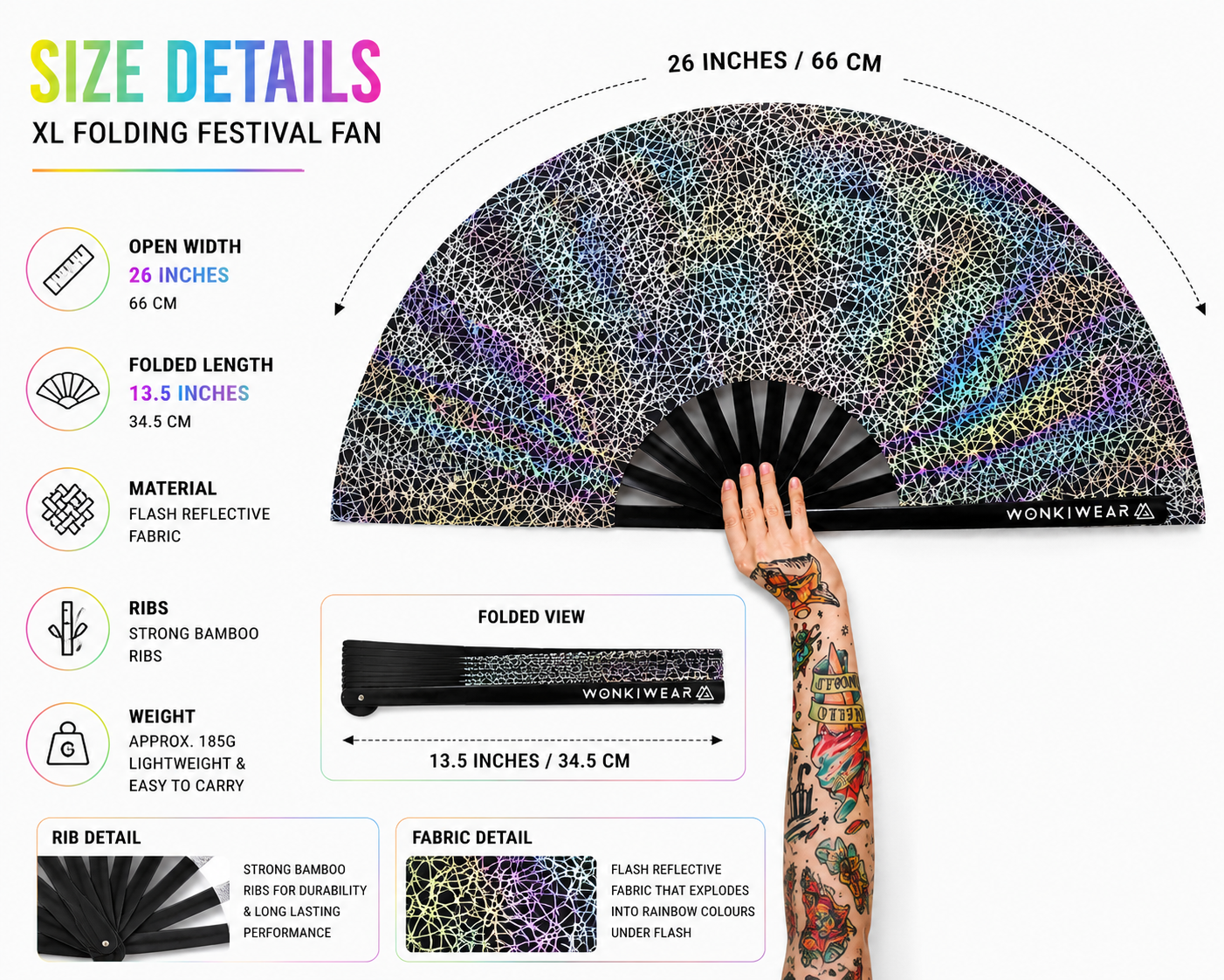 Silver Web XL Reflective Festival Fan
