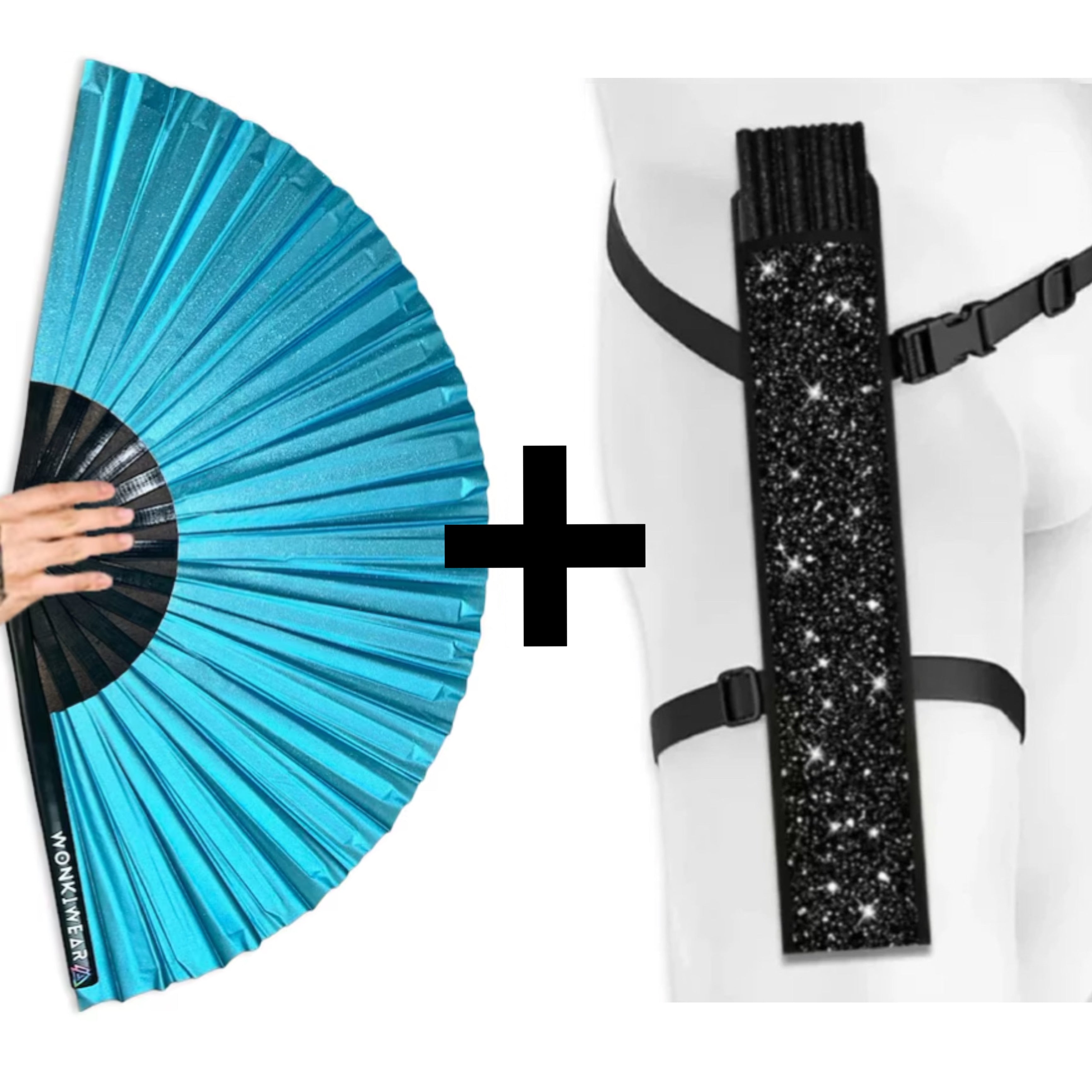 Sky Blue Shimmer Metallic XL Festival Fan