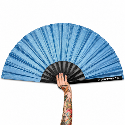 Sky Blue Shimmer Metallic XL Festival Fan