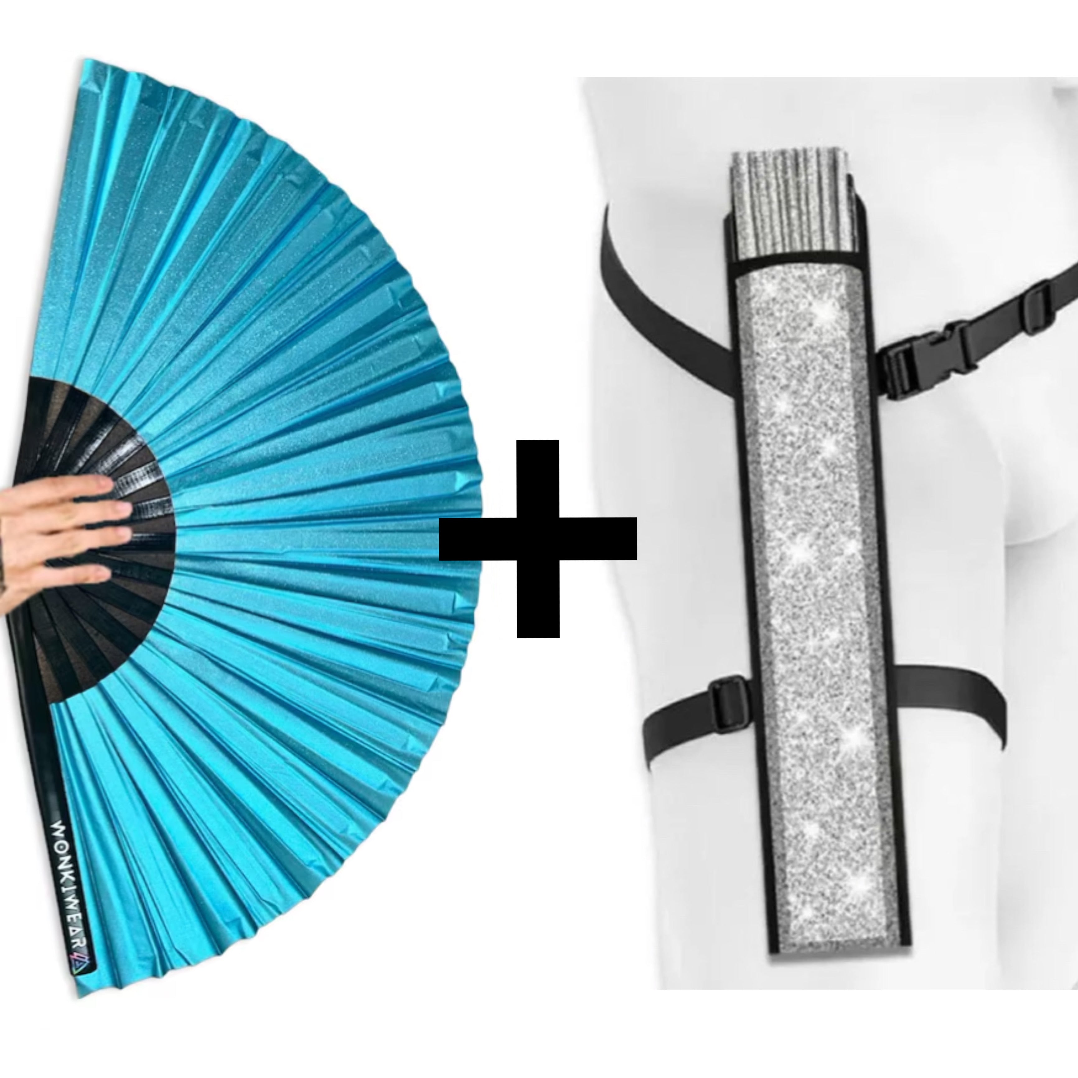 Sky Blue Shimmer Metallic XL Festival Fan