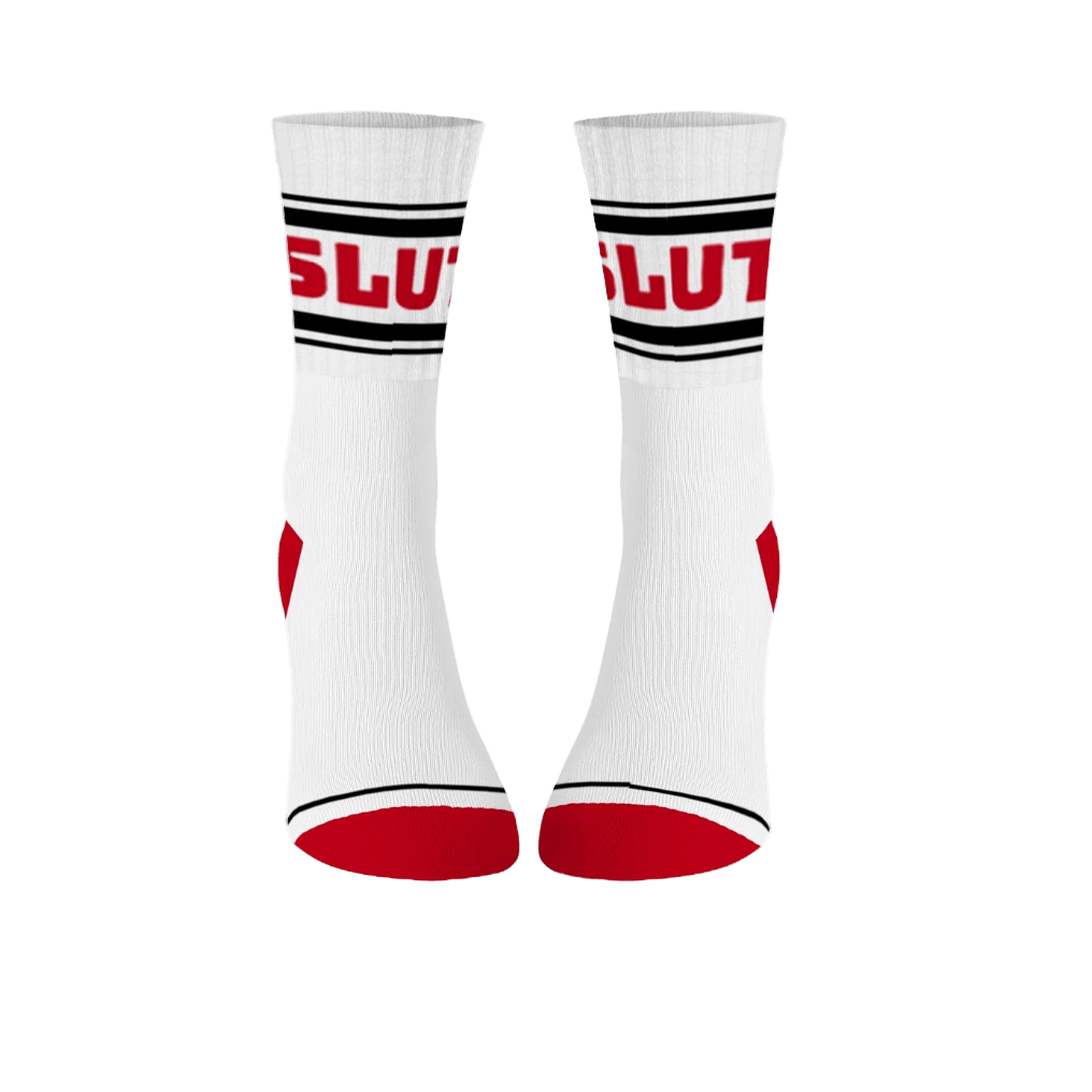 SLUT Cotton Crew Socks Mid Length - The Pup Play Hub