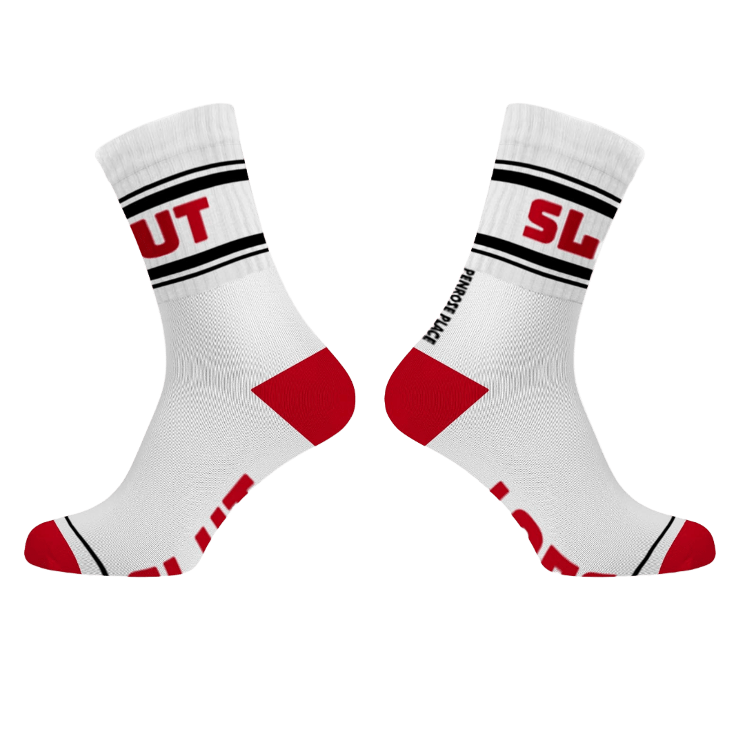SLUT Cotton Crew Socks Mid Length - The Pup Play Hub