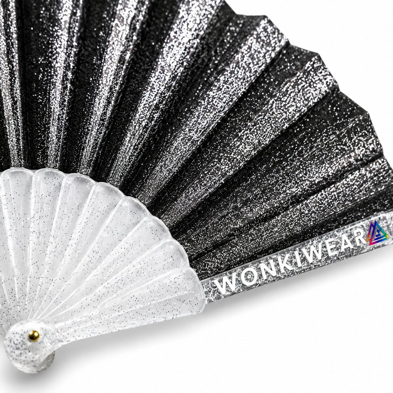 Small Folding Fan - Black Glitter