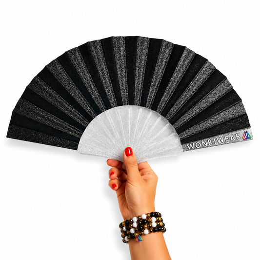 Small Folding Fan - Black Glitter