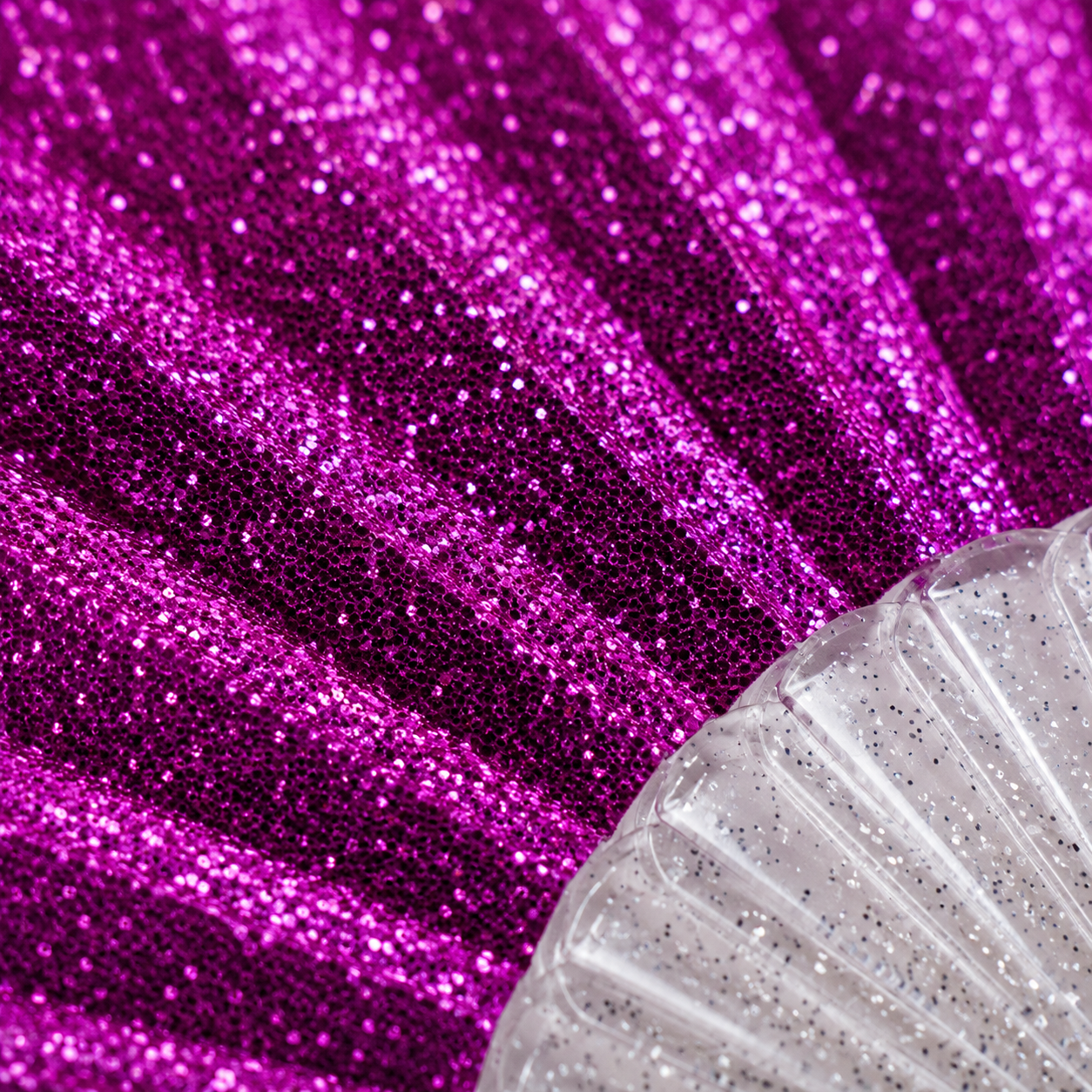 Small Folding Fan - Raspberry Pink Glitter