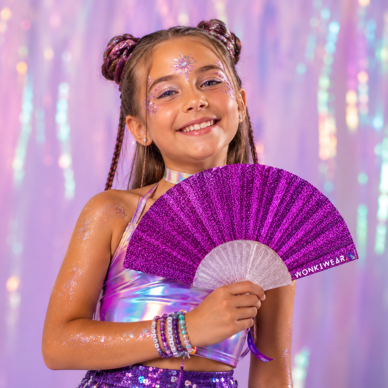 Small Folding Fan - Raspberry Pink Glitter