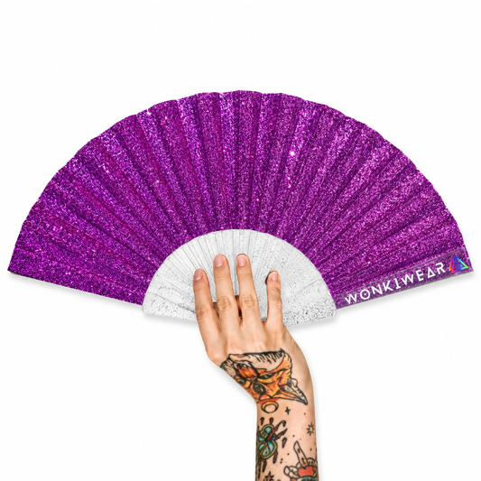 Purple Glitter Small Folding Fan