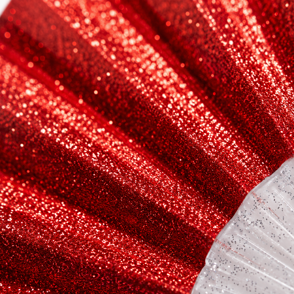 Small Folding Fan - Red Glitter