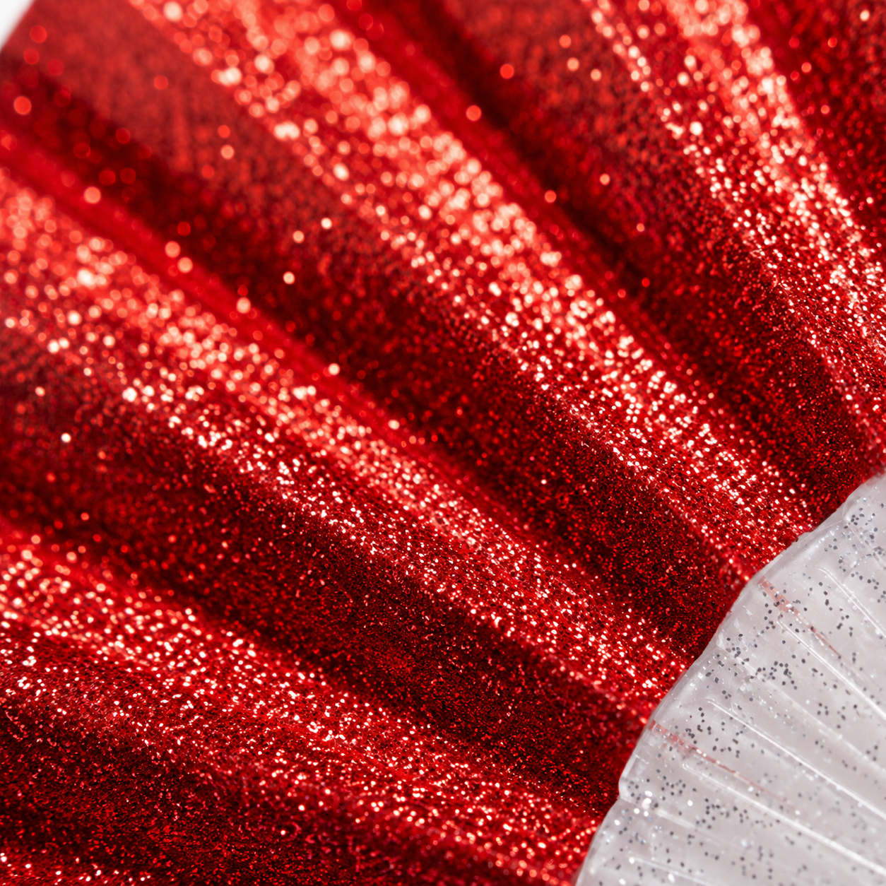 Small Folding Fan - Red Glitter