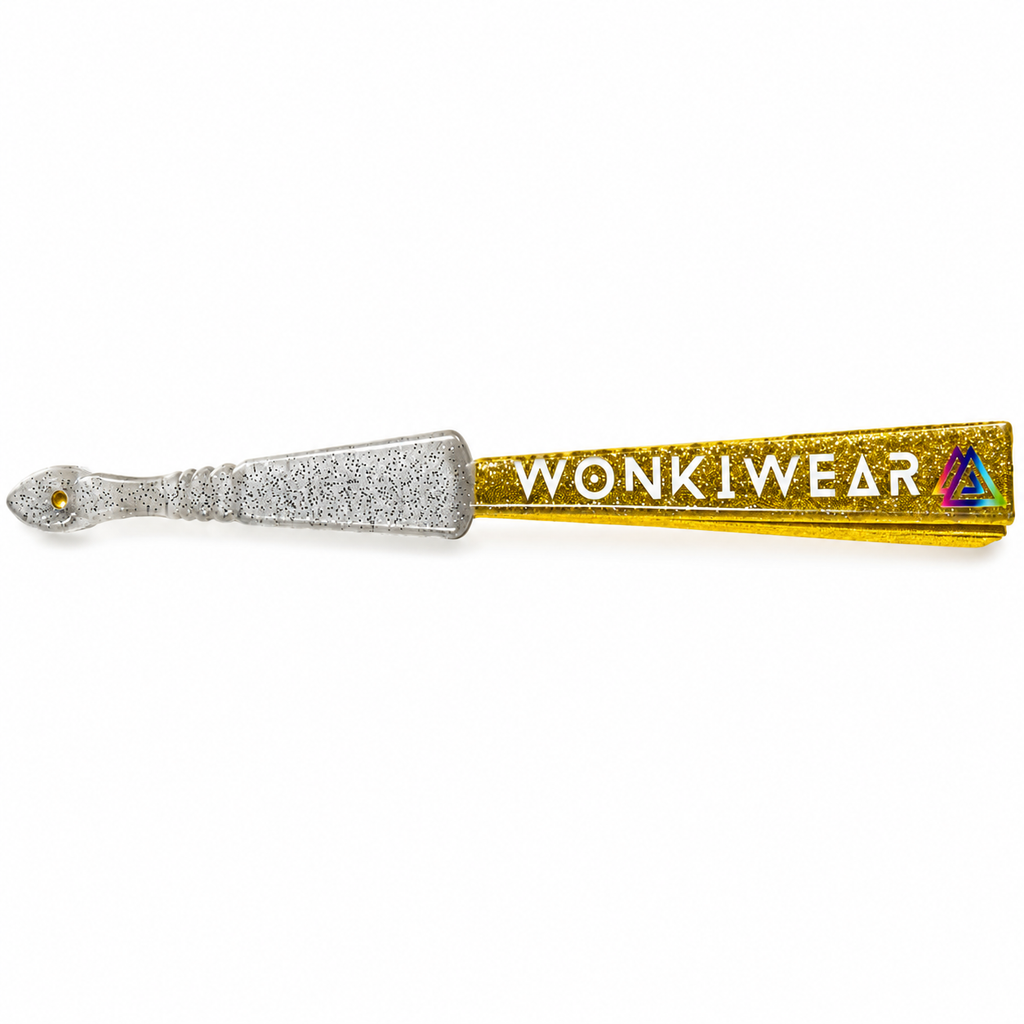 Small Folding Fan - Yellow Gold Glitter