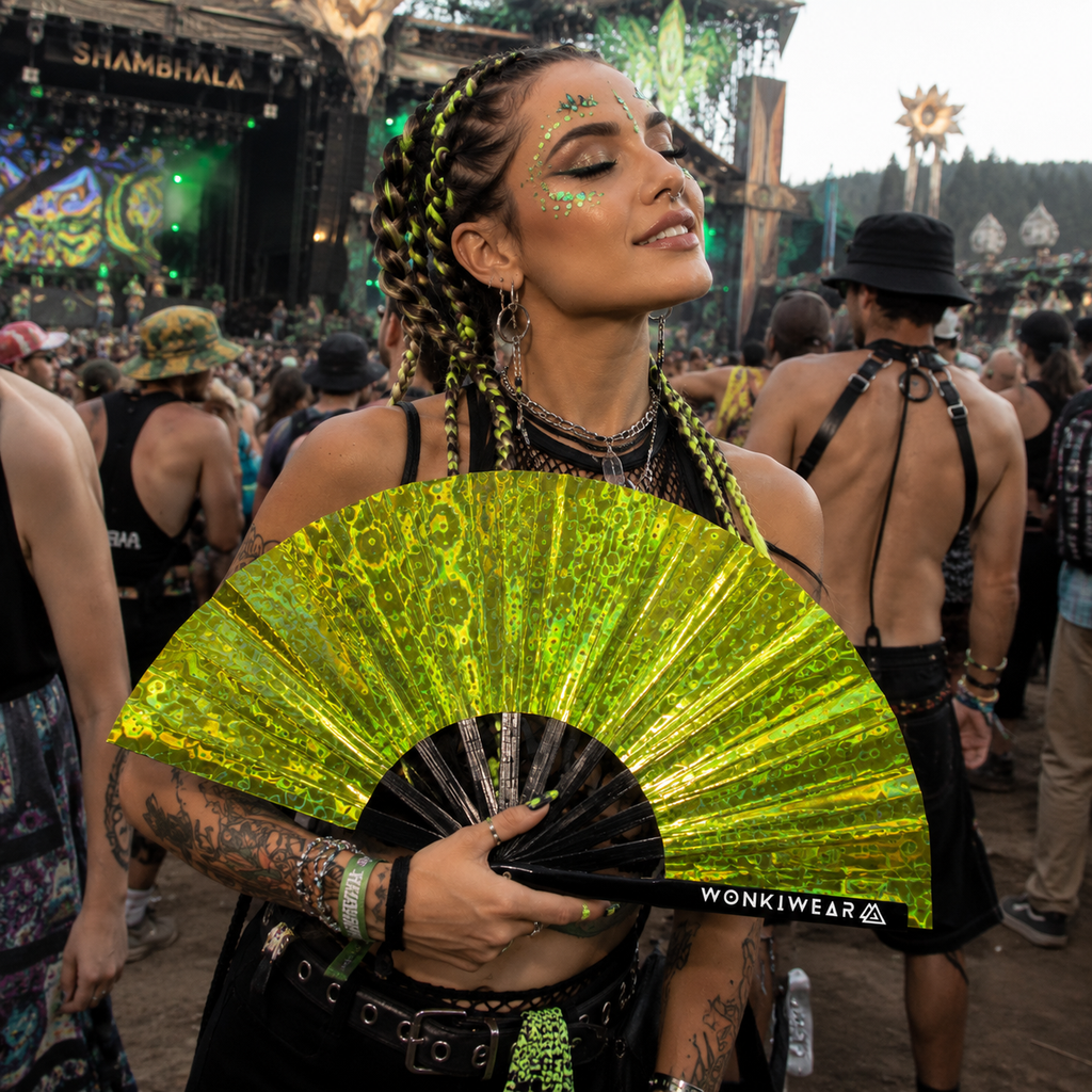 Yellow Holographic XL Festival Fan