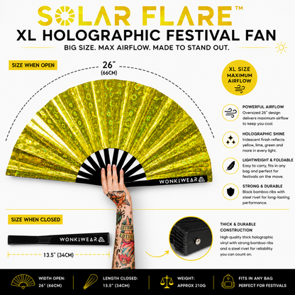 Yellow Holographic XL Festival Fan