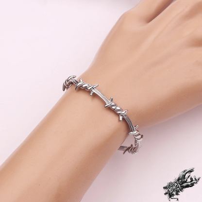 Stainless Steel Barbed Wire Bangle Bracelet
