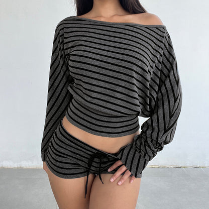 Striped Off-Shoulder Set