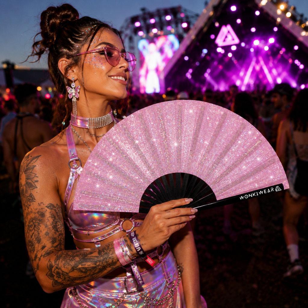 Light Pink Glitter XL Festival Fan