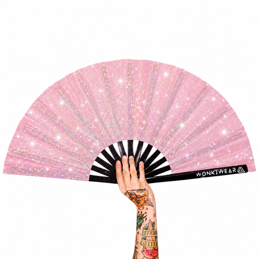 Light Pink Glitter XL Festival Fan