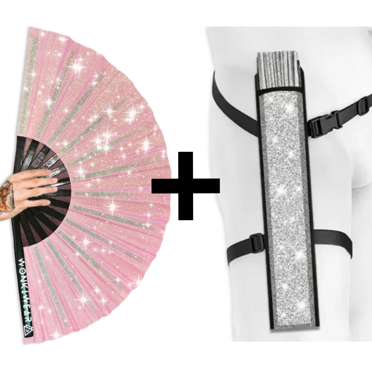 Light Pink Glitter XL Festival Fan