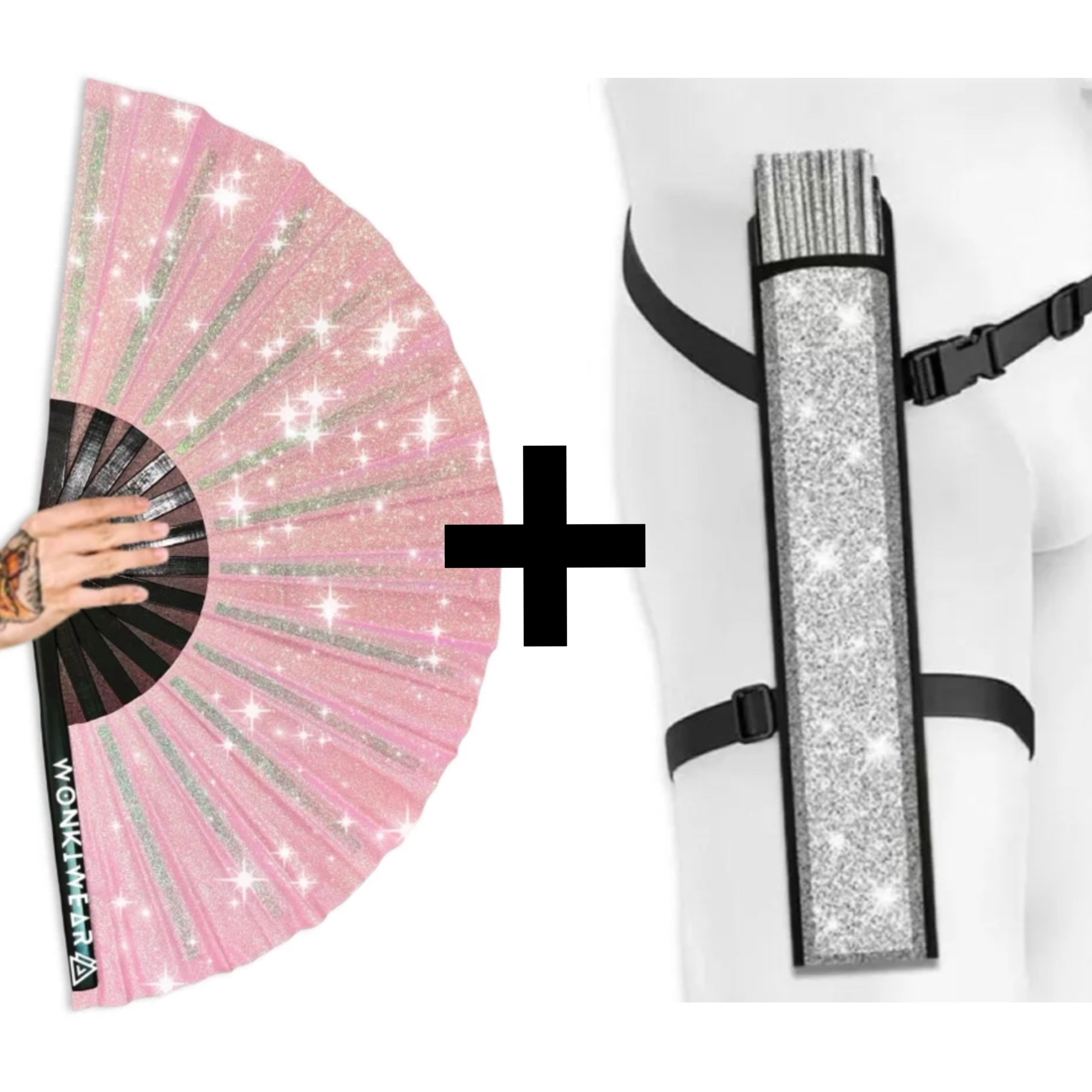 Light Pink Glitter XL Festival Fan